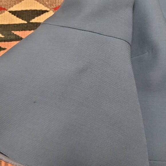 Fendi Blue Trumpet Bell Sleeve Floral Appliqué Sheath Dress Sz 40 US S Wool Silk - Picture 11 of 16